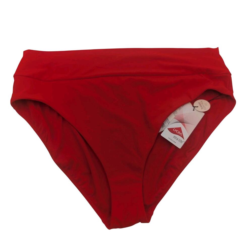 CALIA Women's Size XL WIDE BANDED HR Swim Bottoms Fresh Red NWT NEW